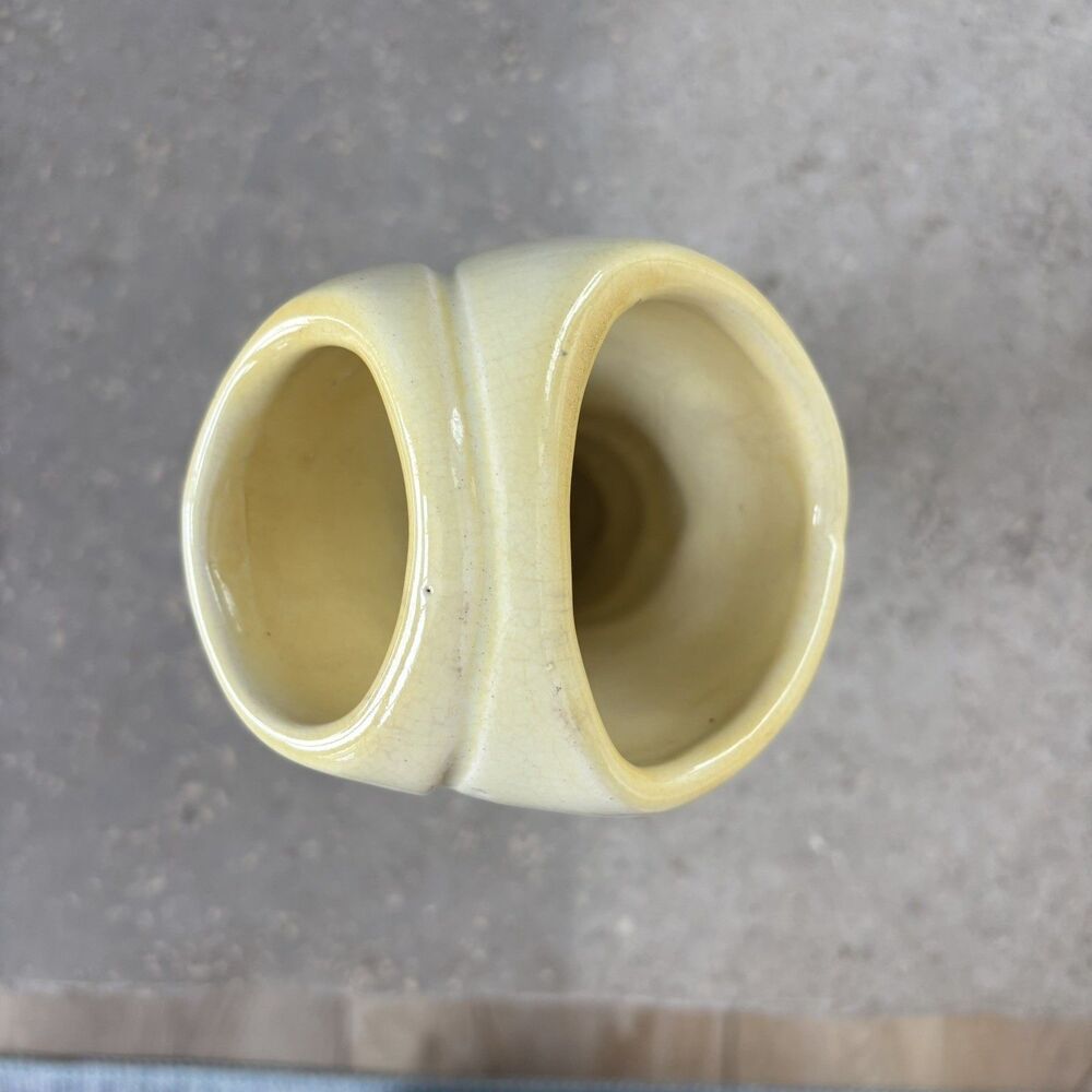Vintage Pacific Pottery Double Vase Art Nouveau Deco 3324 Yellow & Ivory USA - Picture 9 of 14